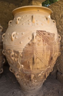 Greece, Crete, Knossos, A Pithos, large storage jar, in The Magazines of The Giants, Knossos Palace