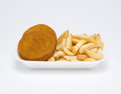 Food, Cooked, Fish, deep fried fishcakes and potato chips