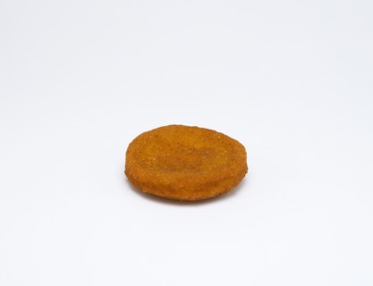 Food, Cooked, Fish, Single fried fishcake on a white background.