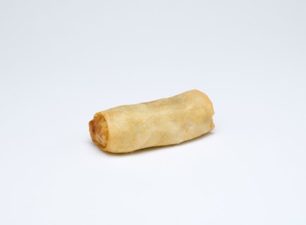 Food, Cooked, Vegetables, Single fried vegetable spring roll on a white background.