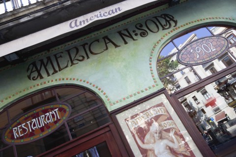 Spain, Catalonia, Barcelona, American Soda restaurant.