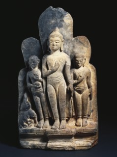 Bouddha et ses disciples accompagnés de Nalagiri l'éléphant