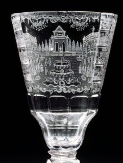 Verre gravé représentant un jardin