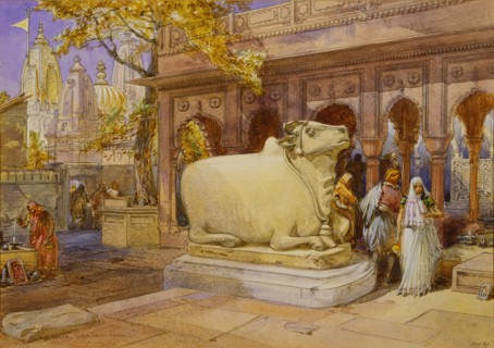 Simpson, Le taureau Nandi dans la cour du temple d'or de Vârânasî