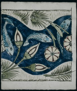 De Morgan, Carreau orné de poissons et de lys