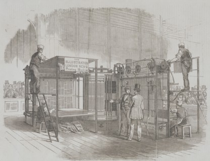 Patent Vertical Printing Machine in the Great Exhibition. England, 1851