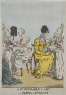 A Fashionable Lady in Dress and Undress, by Robert Dighton. England, 1807