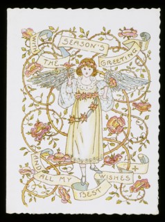 Girl Holding Roses, a greeting card, by Marcus Ward & Co. England, c.1897