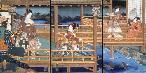 Illustration of a scene from Genji Monogatari, by Utagawa Kunisada. Woodblock print. Japan, 19th century