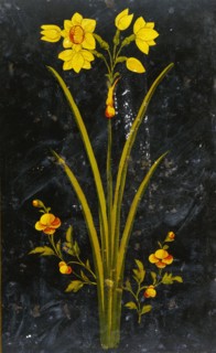 Flowers on Book Cover. Isfahan, Persia, 19th century