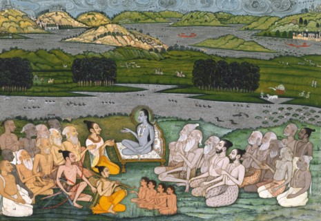 Shri Sukdevji Preaching to a Concourse of Sadhus. Rajasthan, India, mid-18th century