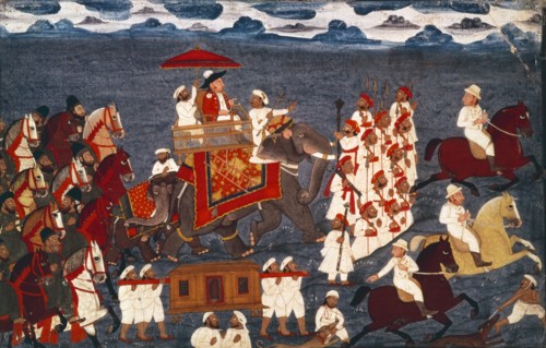 Colonel James Tod riding an elephant. Udaipur, India, early 19th century