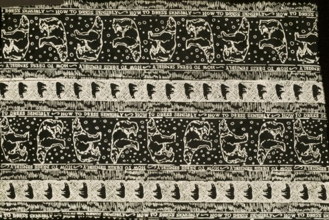 Polar bear stripe dress fabric, English Eccentrics. UK, 1985