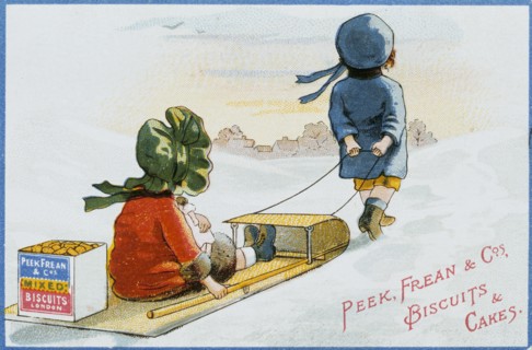 Trade Card Advertisement for Peek, Frean, & Co.'s Biscuits and Cakes. London, England, 19th century