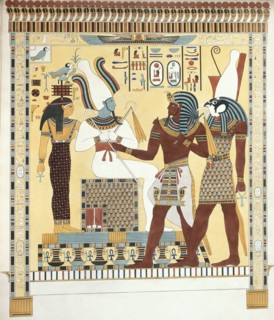 Seti I being conducted by Horus into the presence of Osiris. Luxor, Egypt, 19th century