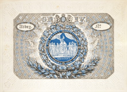 Admission ticket to the Abbey for The Coronation of King George IV. England, early 19th century