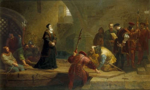 Archbishop Cranmer taken to the tower, by Frederick Goodall. England, mid-19th century