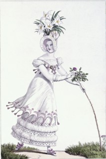 Fashion plate, by E.J.H. Veunet. Paris, France, early 19th century