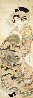 Courtesan Wearing Dragon Pattern Kimono, by Katsukawa Shunsen. Japan, 18th-19th century