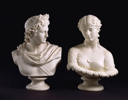 Apollo and Clytie, busts by William Taylor Copeland. England, 1855
