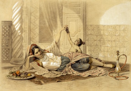 The odalisque, by H.F. Philippoteaux. Middle East, 19th century