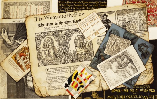 Trompe l'oeil, engravings and pages from books by Samuel Moore. England, 17th-18th century