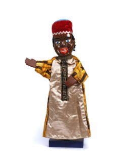 Glove puppet of a black man, by Fred Tickner. England, 20th century