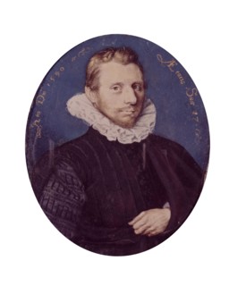 A man at the age of 27, by Isaac Oliver. England, 1590