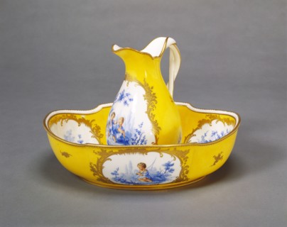 Ewer and basin, by Sevres porcelain factory. Sevres, France, 1763
