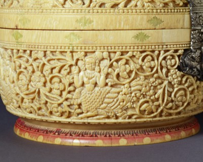 Round box, detail. Sri Lanka, mid-17th century