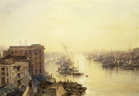 The Pool from the Adelaide Hotel, London Bridge, by William Wyld. London, England, 19th century