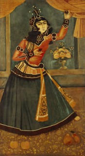 Lady Dancing and Playing Castanets. Iran, Qajar dynasty, 19th century