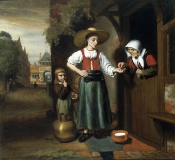 The Milkwoman, by Nicolaes Maes. London, England, 17th century