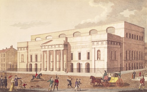 View of the New Theatre Royal, by Robert Smythe. London, England, early 19th century