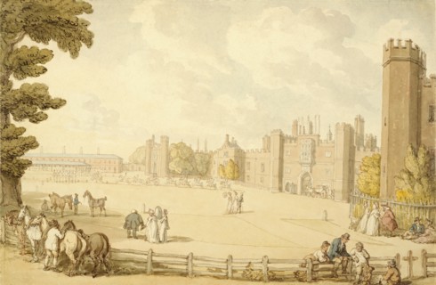 A View of Hampton Court Palace, by Thomas Rowlandson. England, 18th-19th century