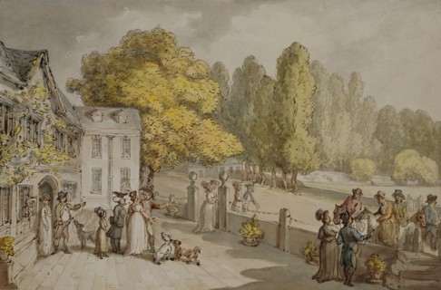 A House, Formerly Called The Green, Richmond, by Thomas Rowlandson. England, early 19th century