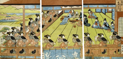 The Ise Ondo Dance at the Restaurant Bizen-ya in Furuichi, by Utagawa Kunikane. Japan, 18th-19th century