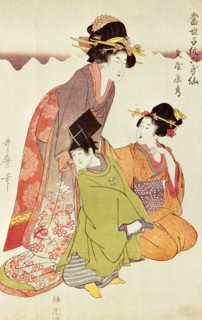 Courtesan, Attendant and Child, by Kitagawa Utamaro. Japan, late 18th century