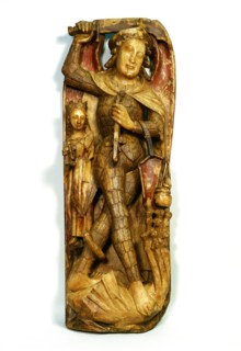 St.Michael Weighing a Soul and the Virgin Mary Tilting the Scales. England, early 15th century