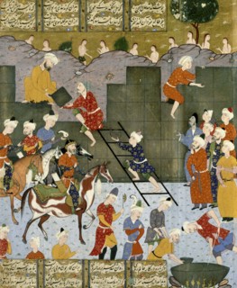 Alexander building his rampart against Gog and Magog. Shiraz, Iran, 16th century