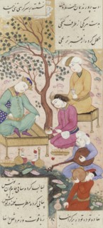 Shirin and Khusraw in latter's Camp, by Ganjavi Nizami. From The Romance of Khusraw and Shirin. Iran, 17th century