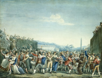 Carnival in Rome, by Bartolomeo Pinelli. Rome, Italy, 19th century