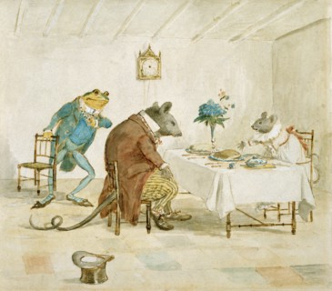 Frog, Rat and Mouse at Table, by Randolf Caldecott. England, 19th century