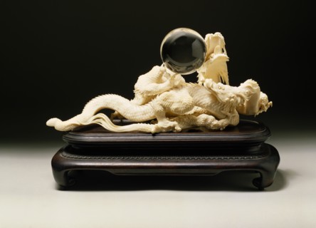 Figure of Two Entwined Dragons Supporting a Crystal Ball. Japan, 19th-20th century