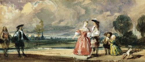 Figures Meeting on a Terrace, by R.P. Bonington. England, 1826