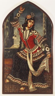 Lady Dancing With Castanets, by Sayyid Mirza. Iran, Qajar dynasty, mid-19th century