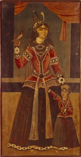 Lady and Child. Iran, Qajar dynasty, early 19th century