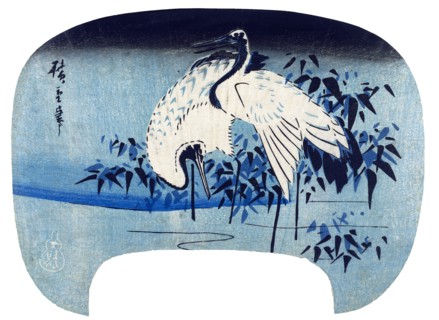 Cranes by the water's edge, by Utagawa Hiroshige I. Japan, 19th century