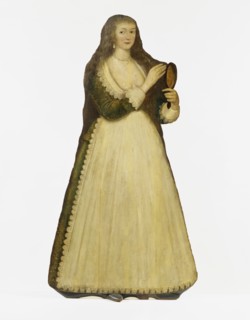 Woman holding a mirror. Kent, England, 17th century
