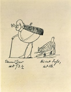 Edward Lear at 73½ & his cat Tofs at 16, Edward Lear, England, 19th century